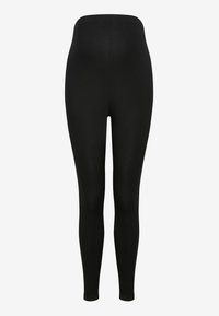 Mustad täispikkade mustade sääristega legginsid, millel on sile tekstuur ja sujuv vöökoht. Valmistatud venivast materjalist mugavuse ja paindlikkuse tagamiseks.