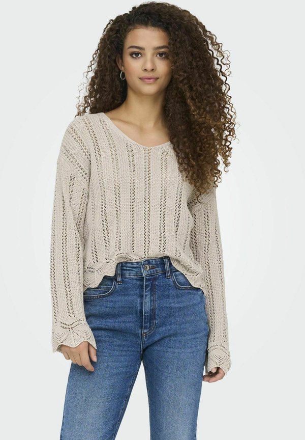 ONLELBA LIFE V-NECK - Strickpullover - pumice stone