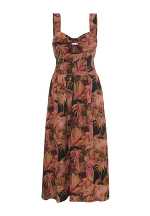 adL GATHERED WITH BOW DETAIL - Vestido informal - printed khaki