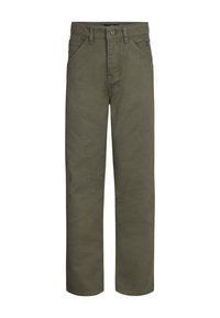 Khaki broek gemaakt van katoen, met een recht model, standaard tailleband en voorzakken. Soepele textuur met minimale stikseldetails.