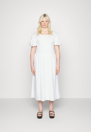 UP BACK MIDAXI DRESS WITH SHIRRED BODICE PUFF SLEEVES - Vestido de cocktail / Vestido de festa - off white