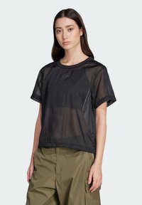 adidas Originals - SHEER 3S TEE - Marškinėliai su spaudiniu - black Miniatiūros vaizdas 1