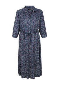 MIAMODA MIDILÄNGE ALLOVERDRUCK KNOPFLEISTE 3/4-ÄRMEL - Košilové šaty - blue