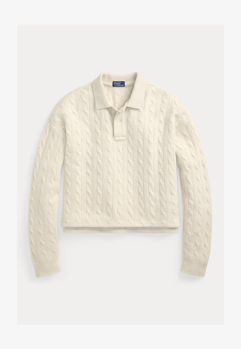 Polo Ralph Lauren CABLE WOOL CASHMERE POLO SHIRT - Džemperis - light tan