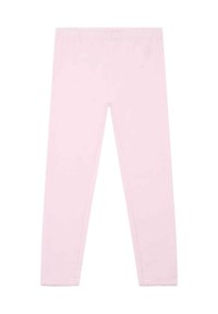 Leggings rosa realizzati in tessuto elasticizzato, con una vita elastica e un design semplice senza motivi o decorazioni.