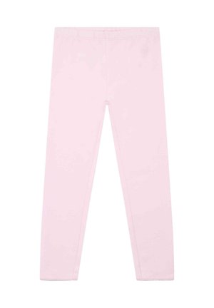 Rosa Leggings aus elastischem Stoff, mit einem elastischen Bund und einem schlichten Design ohne Muster oder Verzierungen.
