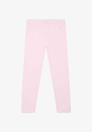 Leggings rosa realizzati in tessuto elasticizzato, con una vita elastica e un design semplice senza motivi o decorazioni.