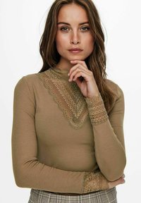 ONLY ONLTILDE HIGH NECK - Tops ar garām piedurknēm - beige  beige