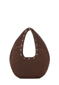 OVAL SCHULTER MIT STUDS - Käsilaukku - brown