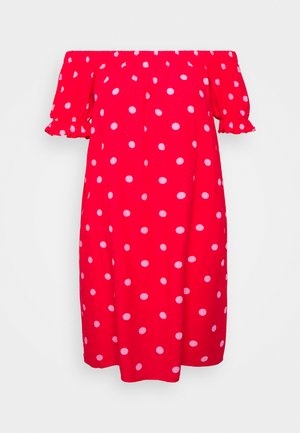 TEXTURED BARDOT PUFF SLEEVE BEACH DRESS - Acessório de praia - red