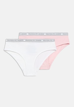 Fehér és világos rózsaszín pamut alsónadrág sötétkék "Polo Ralph Lauren" logós derékrésszel. Puha tapintású, szabványos illeszkedésű, klasszikus kialakítású.