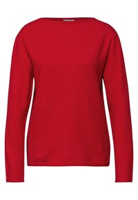 MIT GEROLLTEM SAUM - Pullover - rot