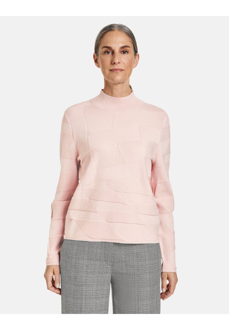 Gerry Weber LANGARM RUNDHALS MIT MUSTER UND TURTLENECK - Strickpullover - dust