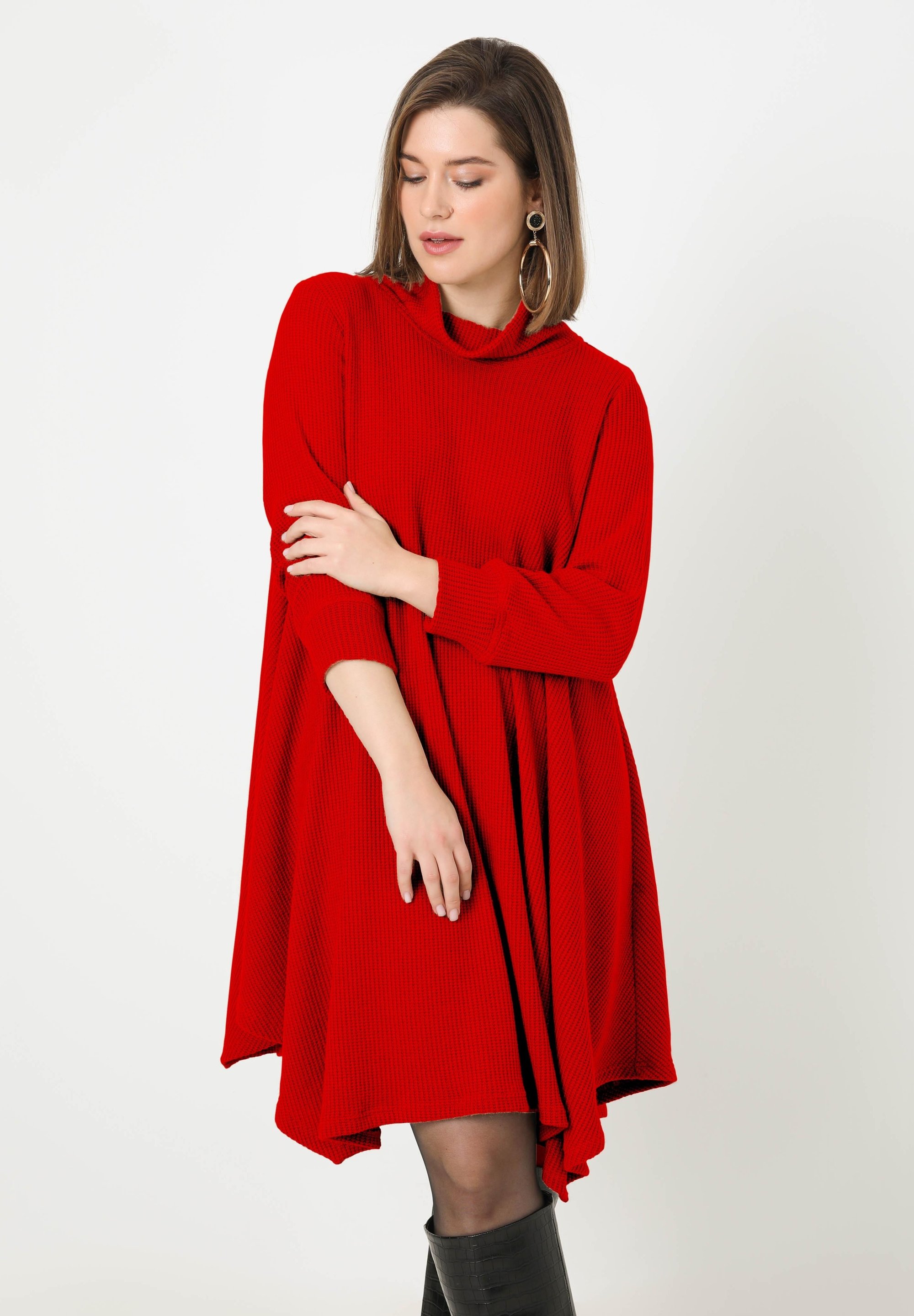 Zalando Strickkleid Rot Langarm Edc By Esprit Strickkleid Red/rot
