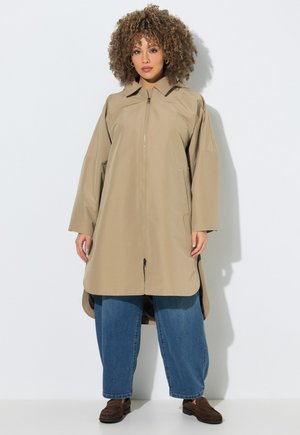 Ulla Popken MANTEL, HEMDKRAGEN, OVERSIZED, KAPUZE, KAROFUTTER - Manteau d'hiver - sandstone