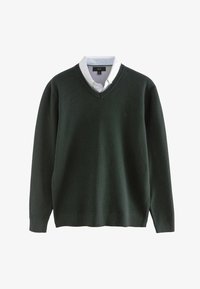 Unselected, green oxford vneck