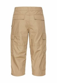 Beige cargo shorts lavet af letvægtsstof, med to baglommer og sidelommer, i en afslappet pasform og knælang længde.