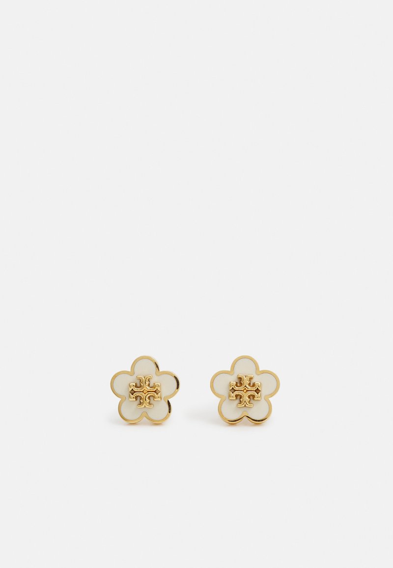 Tory Burch KIRA ENAMEL FLOWER STUD EARRING - Cercei - gold-coloured/beige