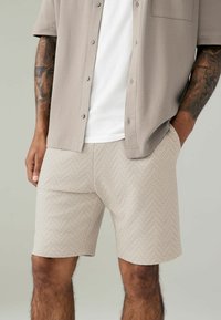 Next TEXTURED ZIG ZAG REGULAR FIT - Pantaloni scur�ți - neutral