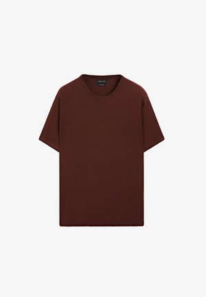 Massimo Dutti KNITTED SHORT SLEEVE WITH CREW NECK - T-shirts basic - bordeaux