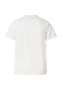 T-shirt blanc uni à manches courtes vu de dos, avec un col rond et sans logos ni motifs visibles.
