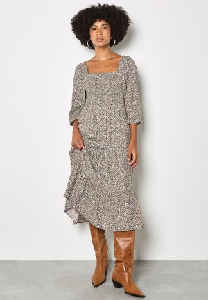 DITSY FLORAL SMOCKED MIDI - Jurk - khaki