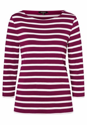 Chemise femme manches longues avec rayures horizontales blanches et rose foncé et col bateau, taille 36 de la marque MORE & MORE.