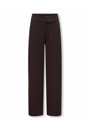 Pantalon noir à jambes droites avec passants de ceinture et fermeture frontale dissimulée, présenté sur fond blanc.
