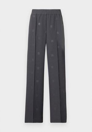 Culottes grises avec une taille élastique, dotées d'un motif discret du logo HUGO en all-over, jambes larges et texture lisse.