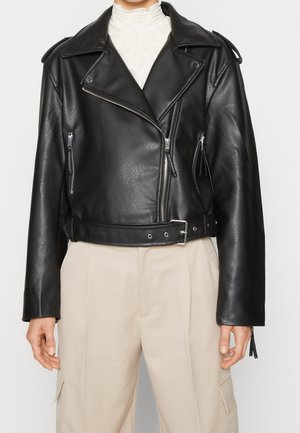 Gina Tricot Imitatieleren jas - black