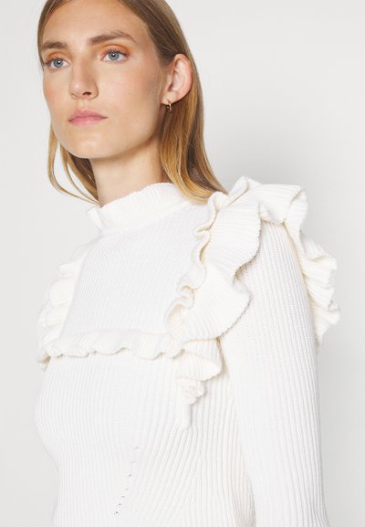 Erdem LONG SLEEVE FLARED HEM AND RUFFLE DETAIL - Πουλόβερ - cream