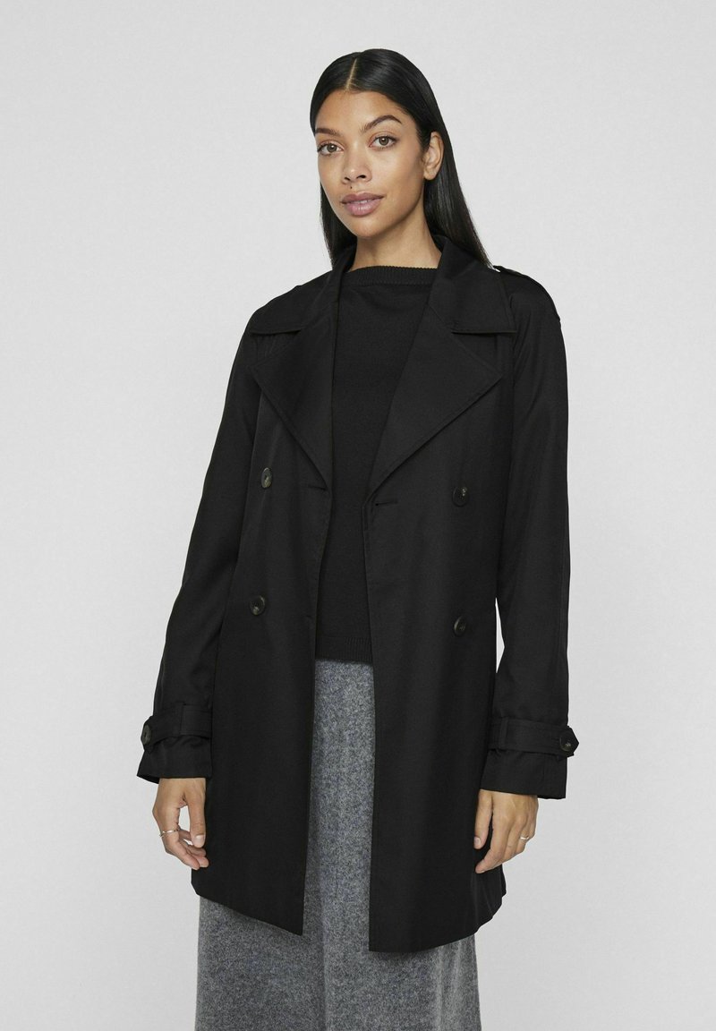 VILA Šineļveida mētelis - black