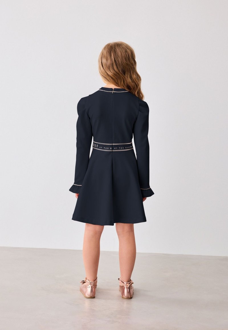 navy dress and rose gold shoes Peachy Pink - Velvet (2 pcs) | Chich Velvet dress