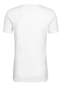 White short-sleeve t-shirt made of soft cotton. Features a rounded neckline and a straight hem with no visible seams or embellishments.