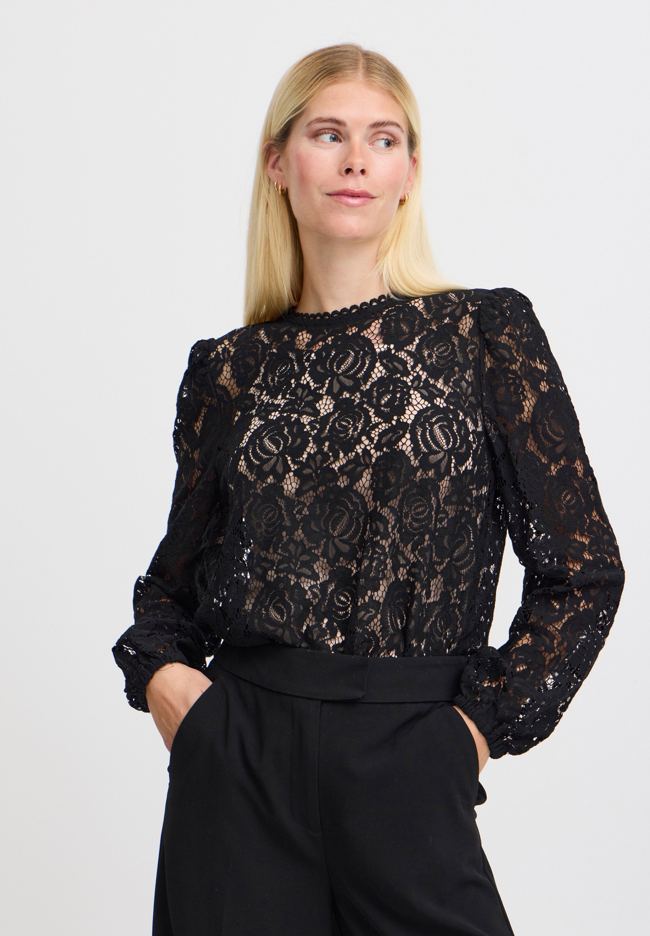 売れ筋商品|||ビーヤング シャツ レディース トップス BYBXGILACE - Blouse - black BBIBBI Black Blouses for Women and White Striped Shirt