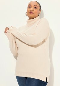 Ulla Popken ROLLKRAGEN BÜNDCHEN - Strickpullover - nature melange