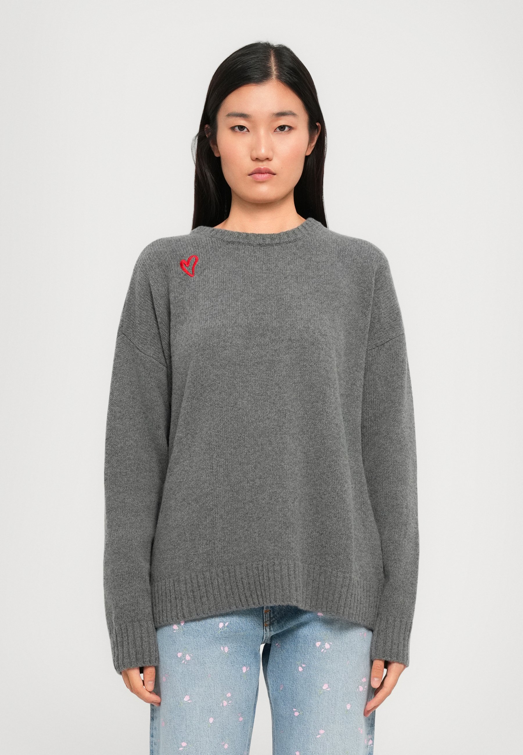 Crew Neck Sweater With Hearts On Elbows Fiorucci WOMEN