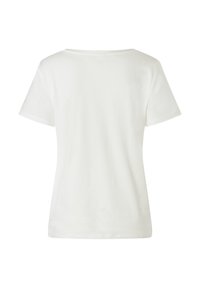 Witte t-shirt met korte mouwen, gemaakt van zachte katoen. Heeft een ronde halslijn en een standaard pasvorm met een nette, eenvoudige stiksels.