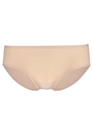 Vaatteeton beige hipster-alusvaate, jossa on sileä rakenne, joustava vyötärö ja täydellinen peittävyys, suunniteltu mukavuutta ja istuvuutta varten.