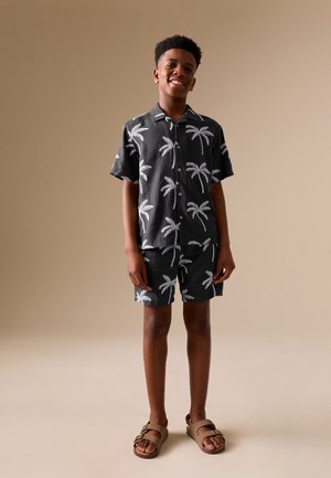 Next, REGULAR FIT - SHORT SLEEVE REVERE COLLAR SHIRT  . - Skjorter - black palm embroidery