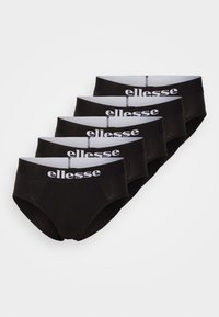 Schwarze Baumwollslips im Fünferpack, mit einem weißen "ellesse"-Logo am elastischen Bund, glatter Textur und klassischem Schnitt.