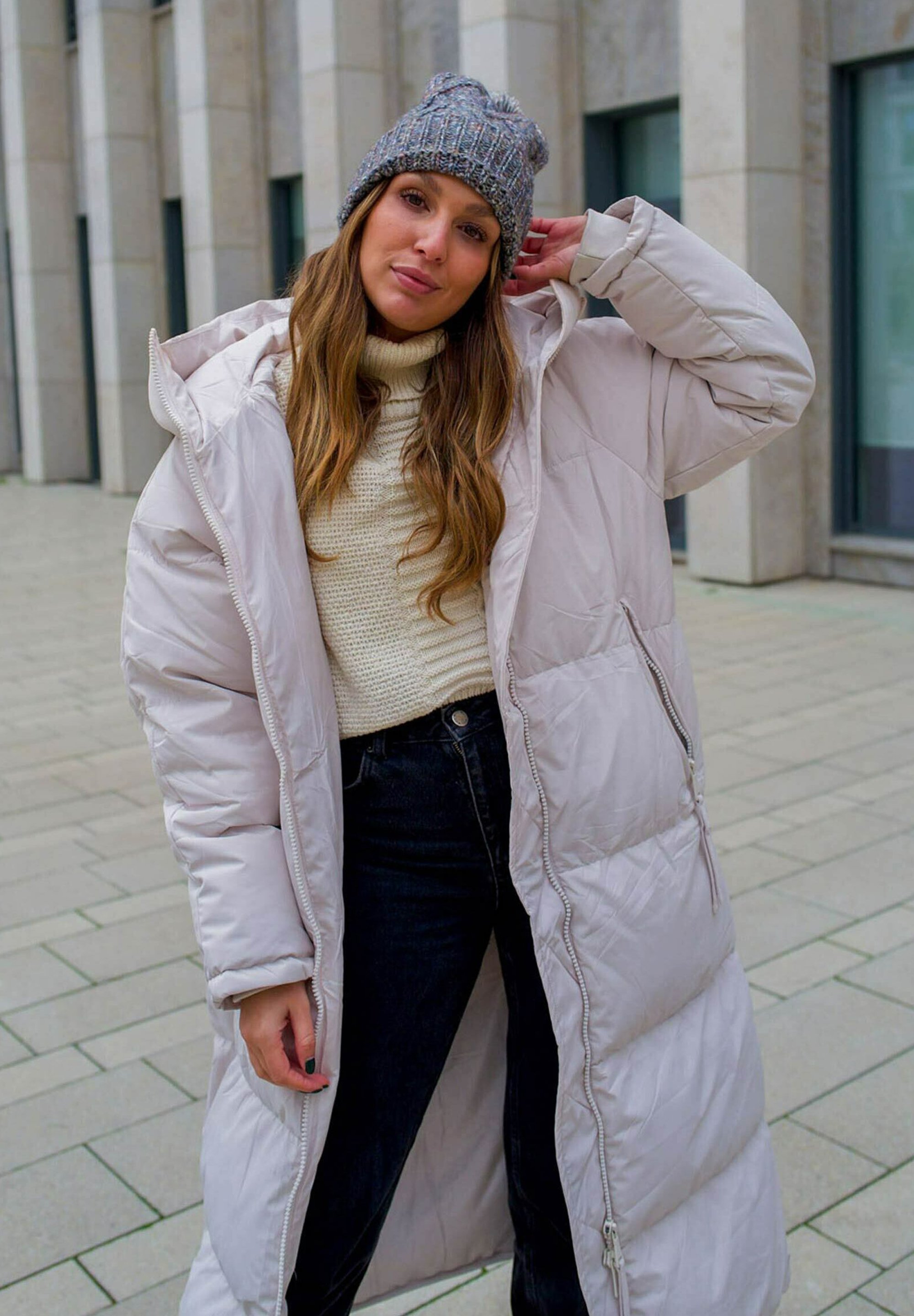 FRAAS MELANGE PLAIT Beanie granite grey/light grey