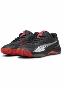 Puma NOVA COURT UNISEX - Zapatillas running asfalto - flat dark gray  black flat medium gray active red