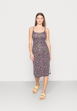 BARE SLIT MIDI DRESS - Sukienka letnia - black/multi