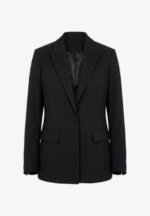 Ulla Popken, RHINESTONED SINGLE-BUTTON BLAZER - Short coat - black