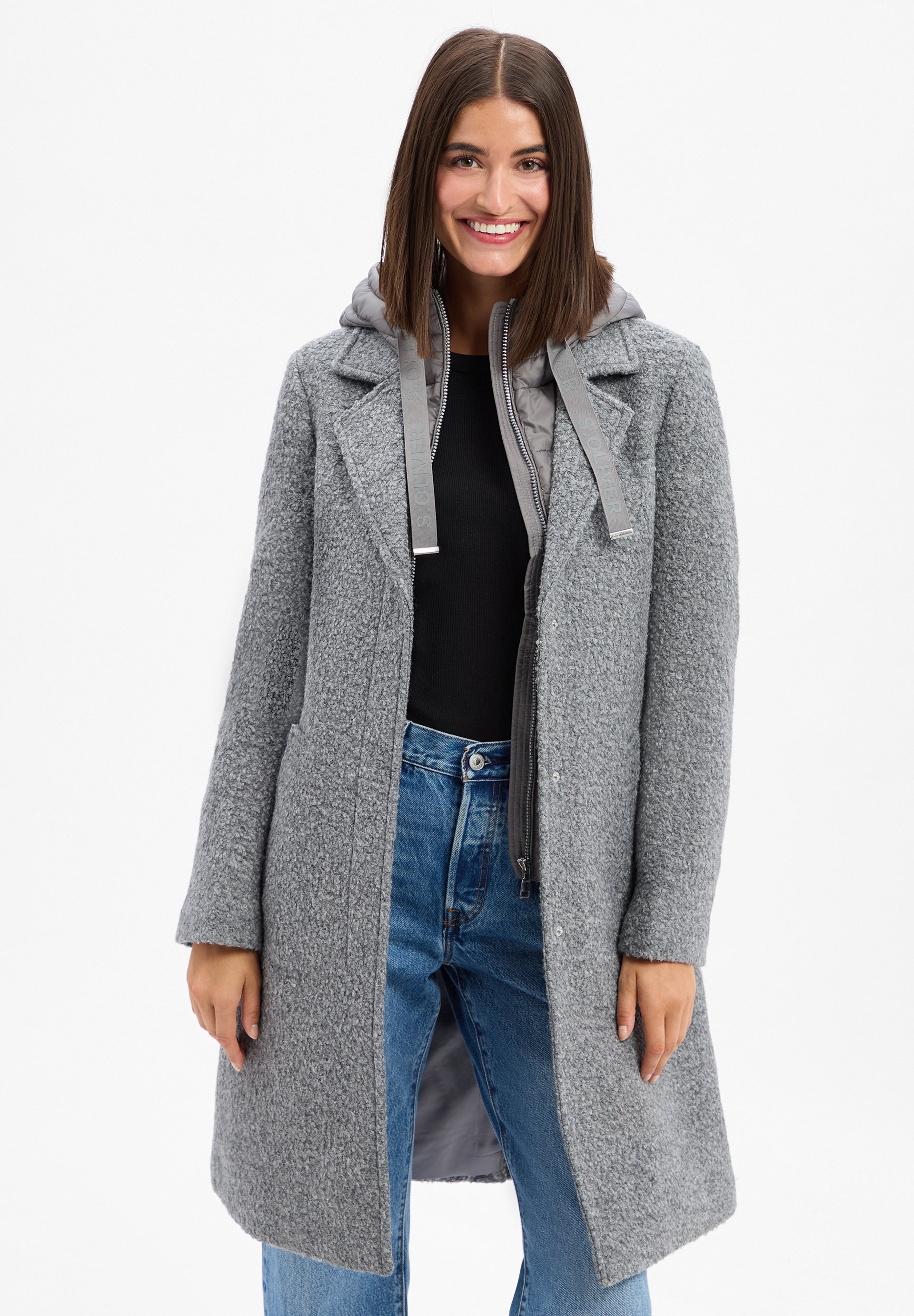 S Oliver Mantel Wollmantel Grau Meliert OLIVER Damen Mantel