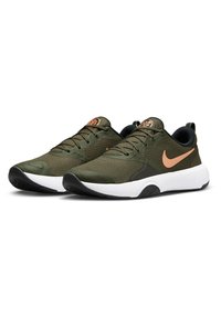 Nike Performance NIKE CITY REP TR - Sapatilha de treino - cargo khaki/safety orange-black-white