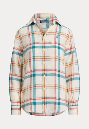CLASSIC FIT PLAID LINEN SHIRT - Πουκαμίσα με κουμπιά - 2017 white-teal-red multi