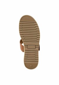 Beige sandaalzool met horizontale ribbels, van rubbermateriaal, vlak ontwerp en geperst merklogo, maat 37.
