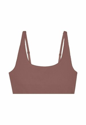 Geribbelde bralette in stofrozen, met een ronde halslijn, brede bandjes en een aansluitend ontwerp. Soepele textuur zonder zichtbare hardware.